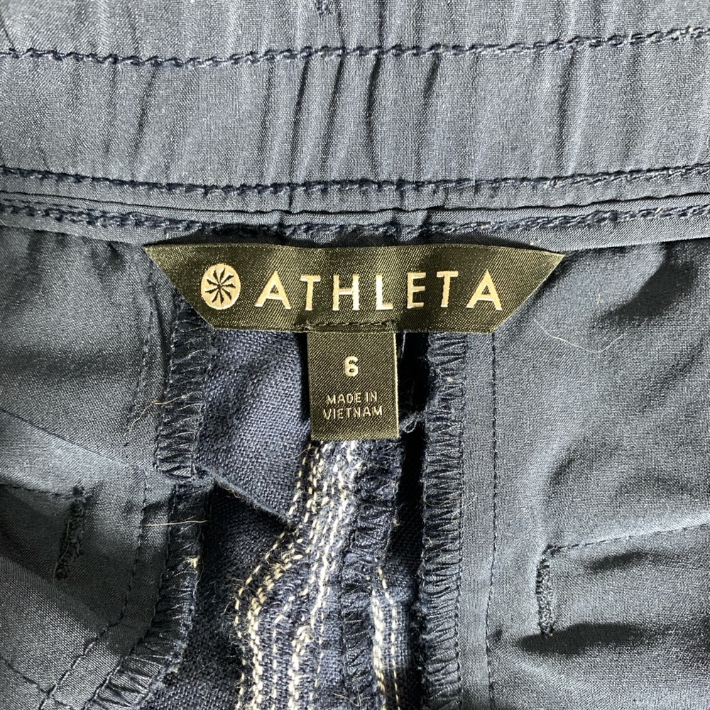Athleta Pants Womens Pants Blue Pants Pinstripe Pants Linen Pants Crop Pants 6 - Picture 3 of 6